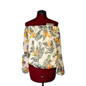 Philosophy Blouse Women Size Medium Lined Off The Shoulder Sheer Sleeves